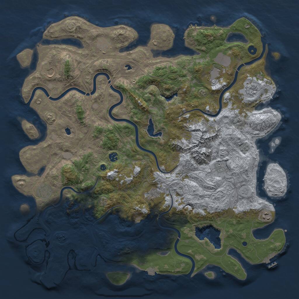 Rust Map: Procedural Map, Size: 5000, Seed: 2530, 16 Monuments