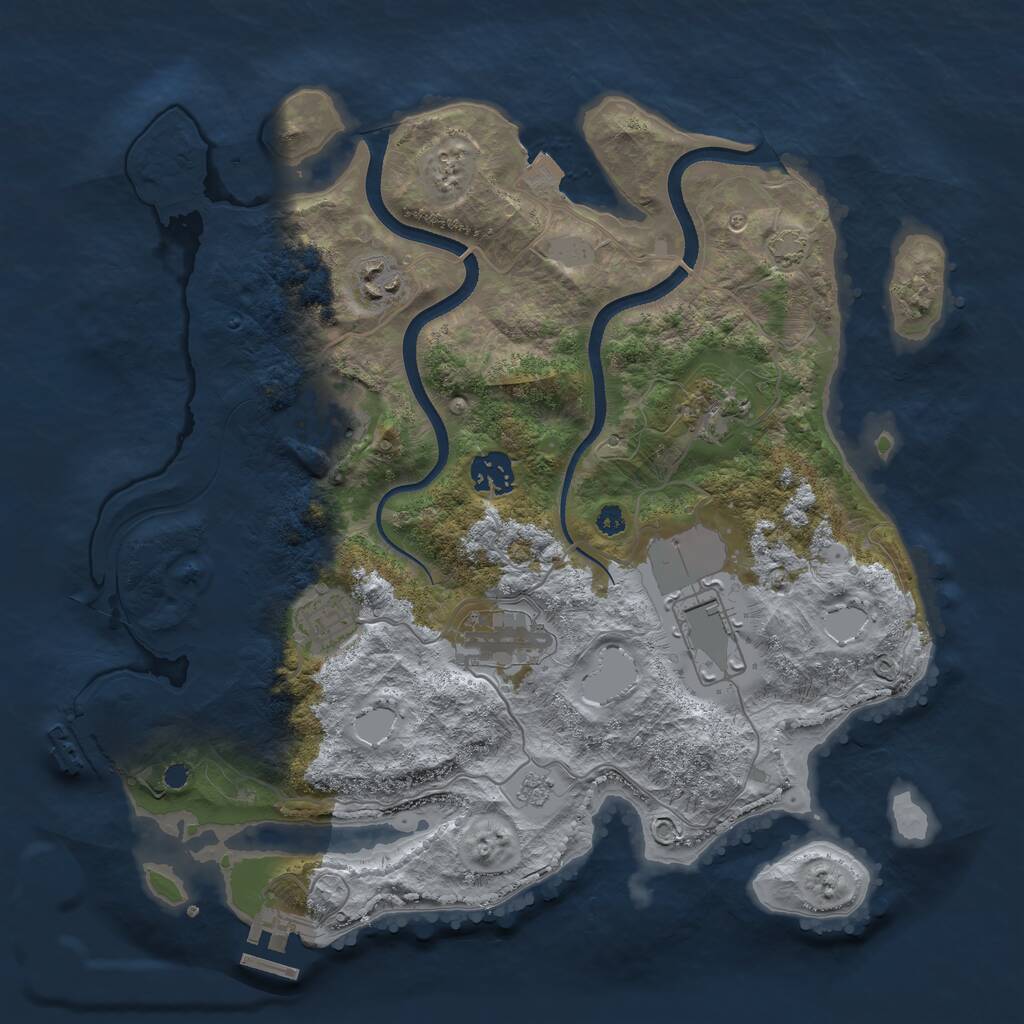 Rust Map: Procedural Map, Size: 3500, Seed: 502502502, 12 Monuments
