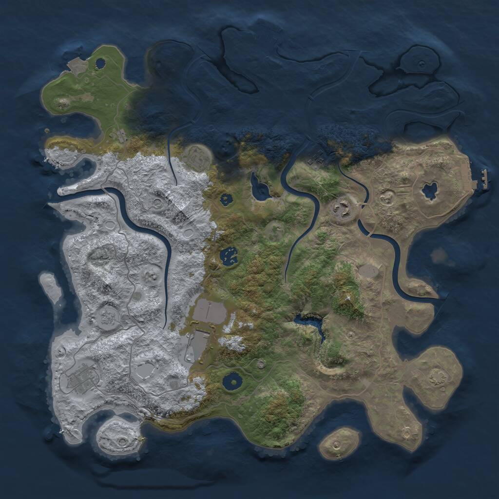 Rust Map: Procedural Map, Size: 4000, Seed: 848627, 12 Monuments