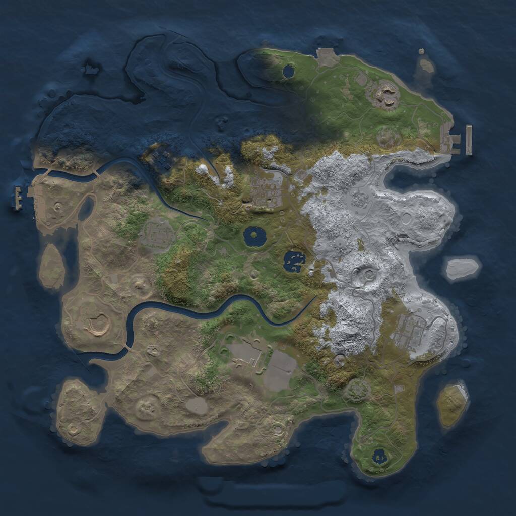 Rust Map: Procedural Map, Size: 3500, Seed: 856420551, 14 Monuments