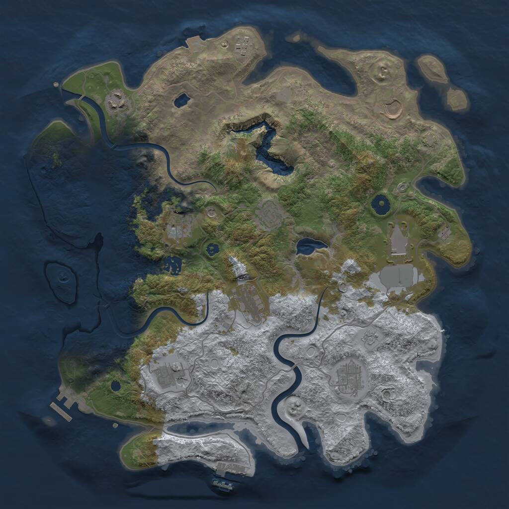 Rust Map: Procedural Map, Size: 4000, Seed: 353715128, 16 Monuments