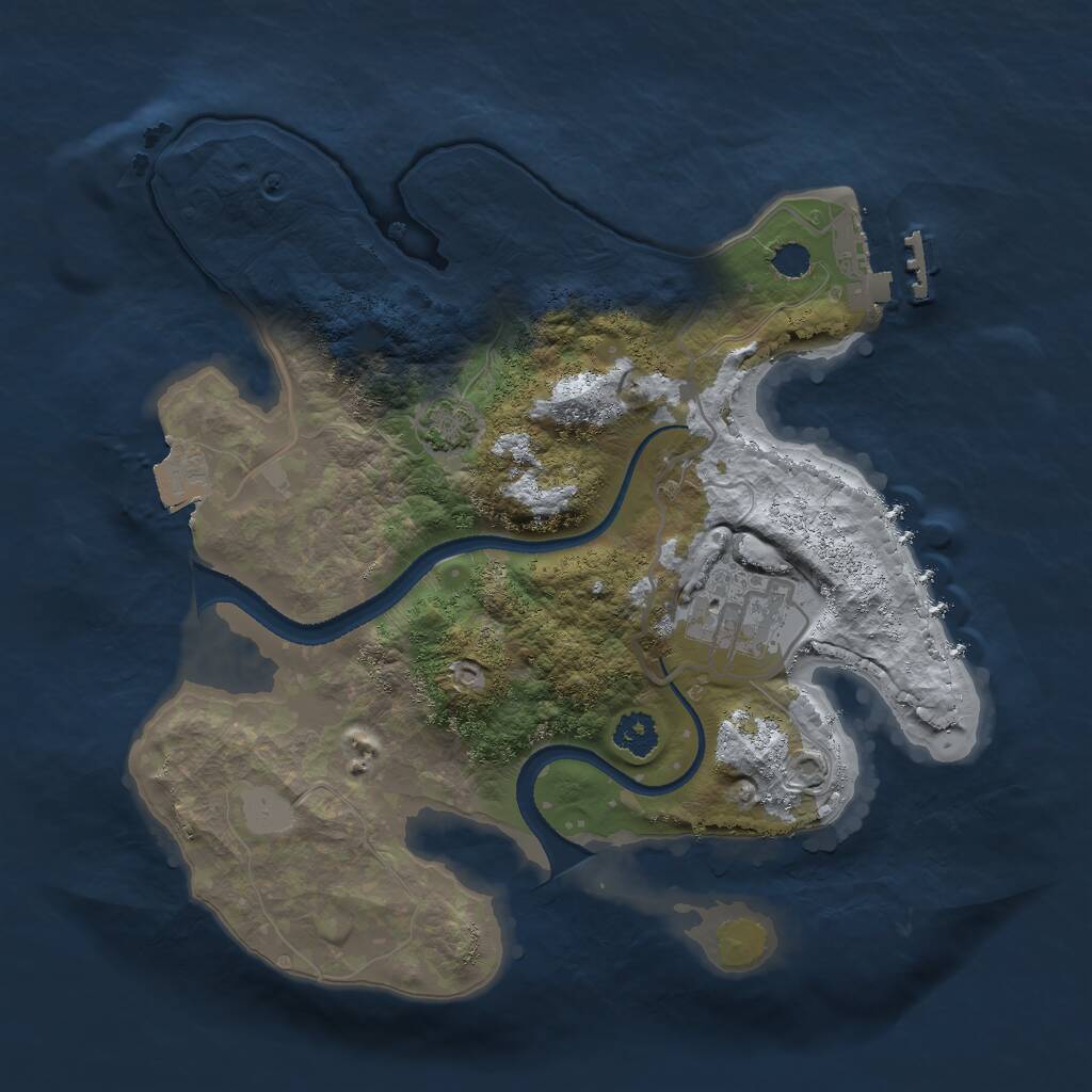 Rust Map: Procedural Map, Size: 2500, Seed: 34388979, 4 Monuments