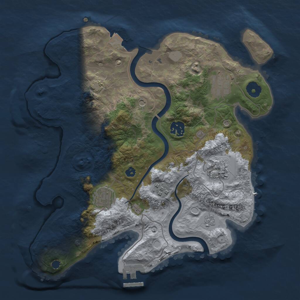 Rust Map: Procedural Map, Size: 3000, Seed: 741226, 10 Monuments