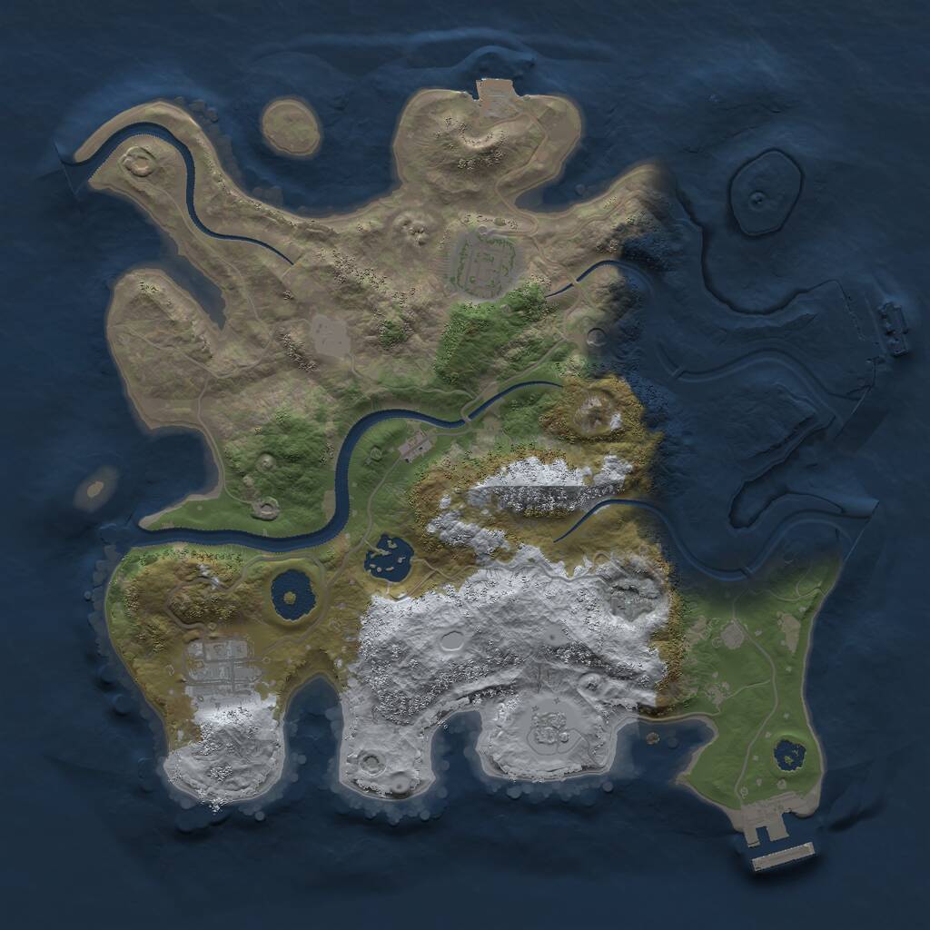 Rust Map: Procedural Map, Size: 3000, Seed: 1058881240, 8 Monuments