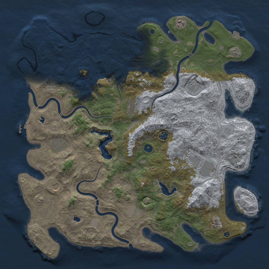 Rust Map: Procedural Map, Size: 4800, Seed: 3563457, 16 Monuments