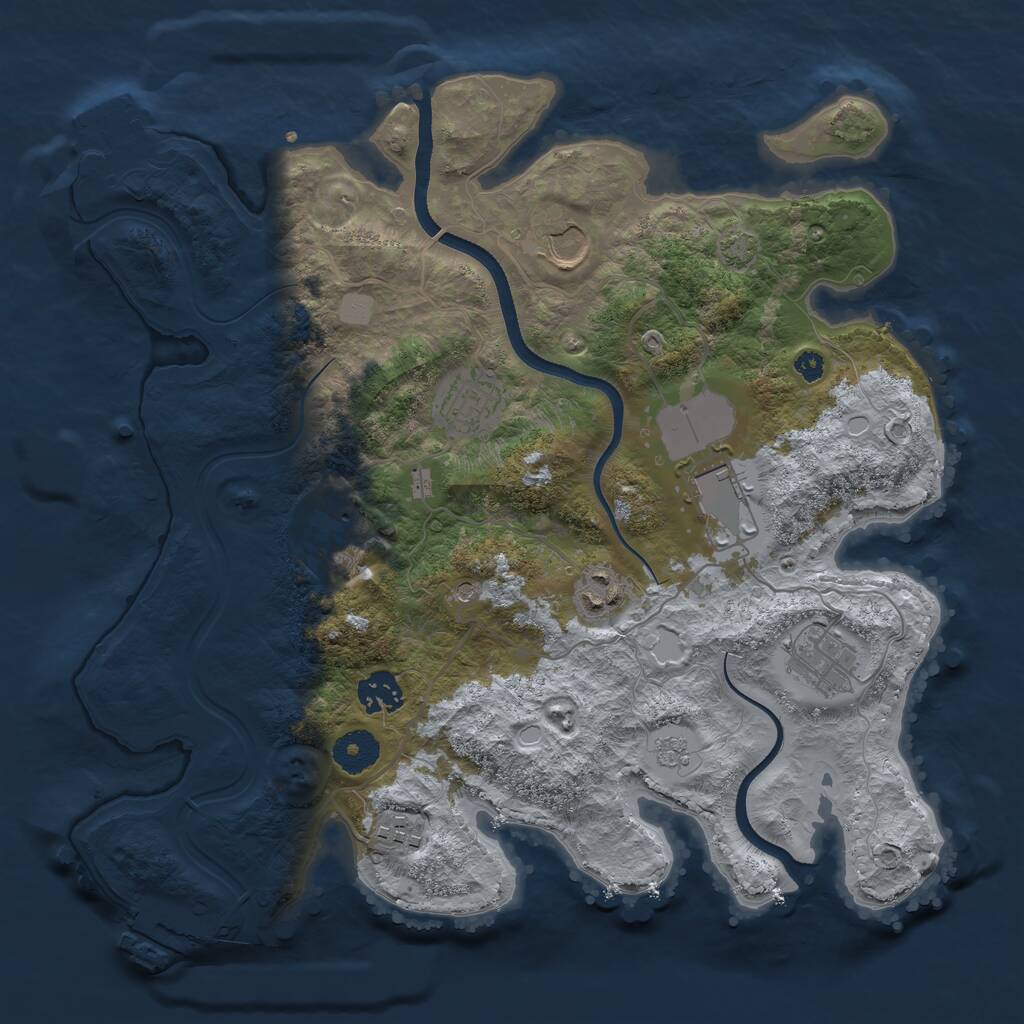 Rust Map: Procedural Map, Size: 3500, Seed: 400720366, 14 Monuments