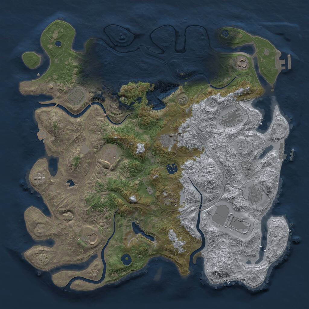 Rust Map: Procedural Map, Size: 4250, Seed: 536403005, 17 Monuments