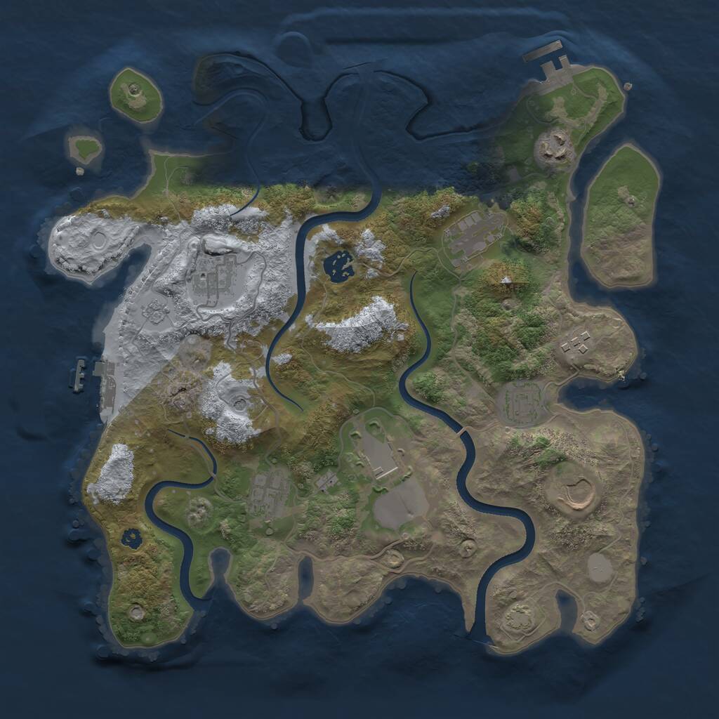 Rust Map: Procedural Map, Size: 3500, Seed: 665775557, 15 Monuments