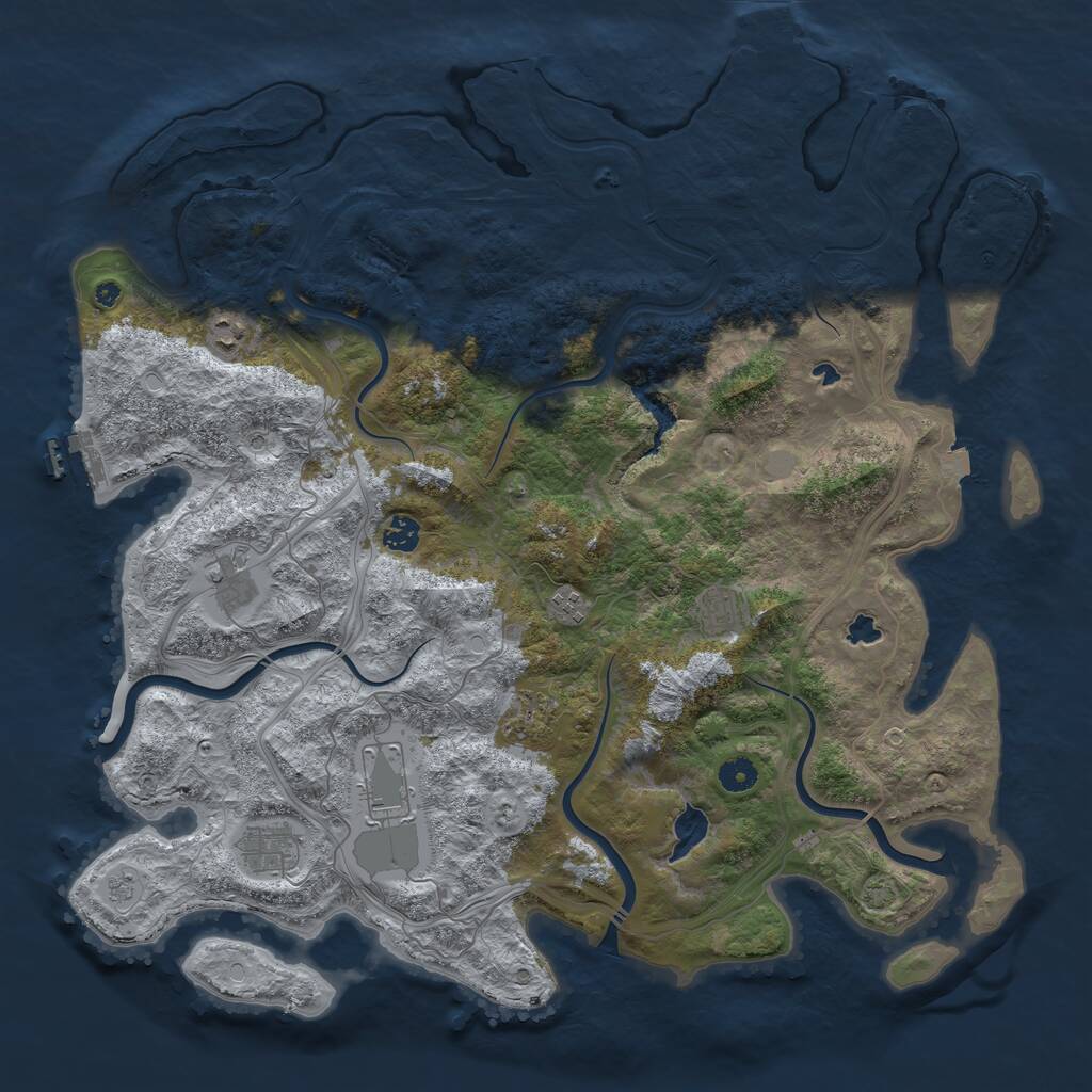 Rust Map: Procedural Map, Size: 4500, Seed: 4738, 14 Monuments