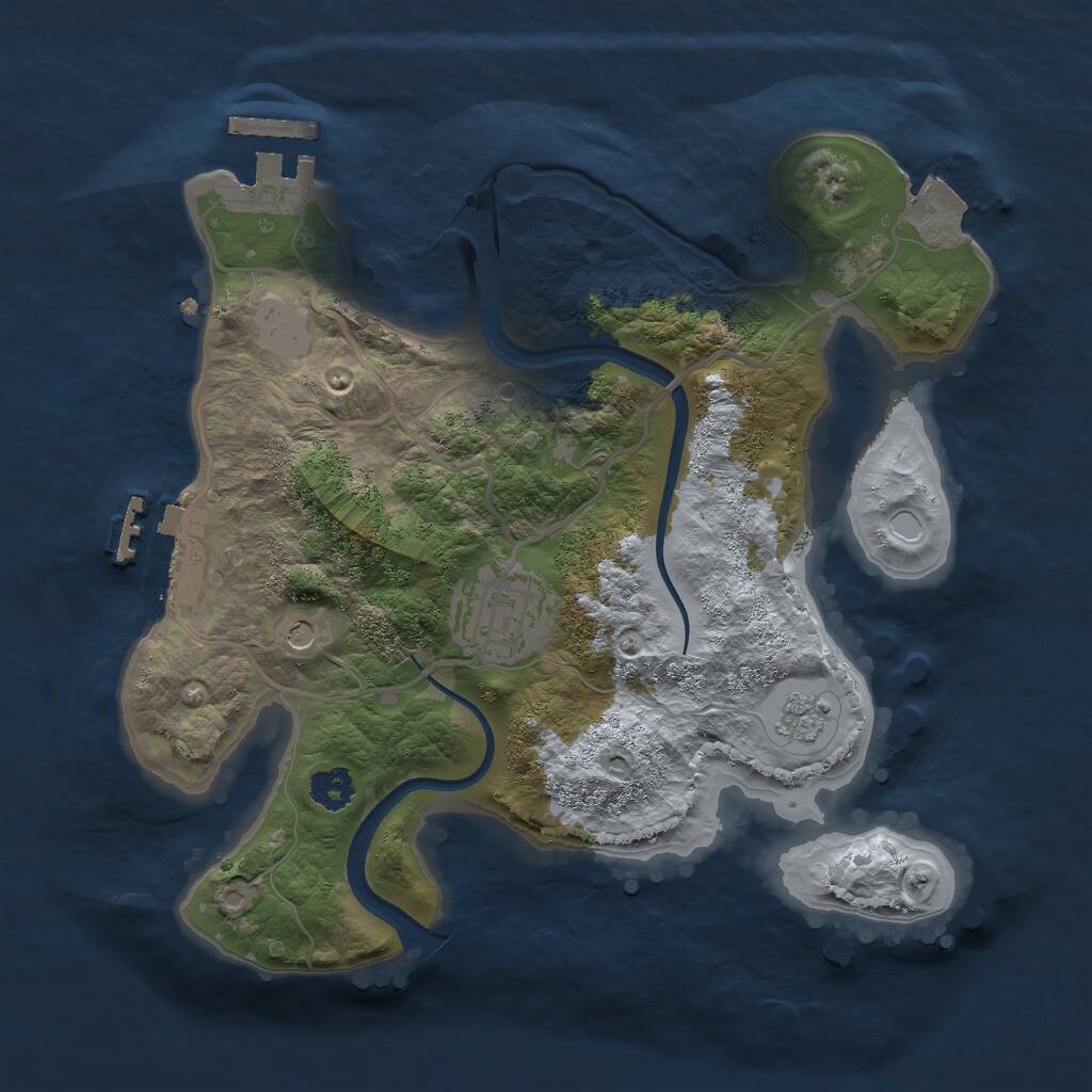 Rust Map: Procedural Map, Size: 2500, Seed: 5303485, 6 Monuments