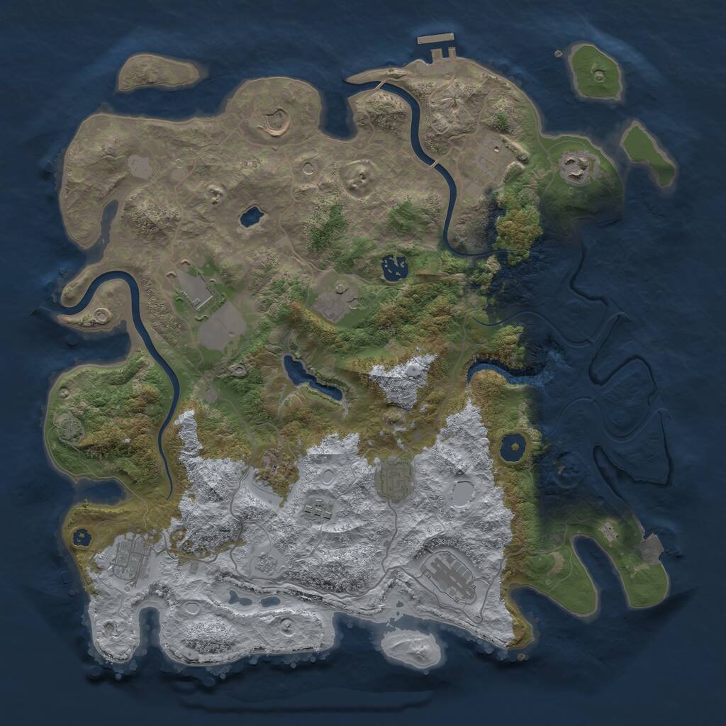 Rust Map: Procedural Map, Size: 4000, Seed: 1439263363, 16 Monuments