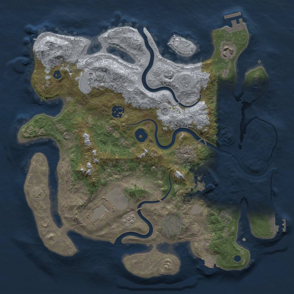 Rust Map: Procedural Map, Size: 3500, Seed: 816231944, 13 Monuments