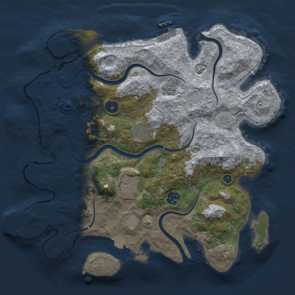 Rust Map: Procedural Map, Size: 3500, Seed: 1618368603, 9 Monuments