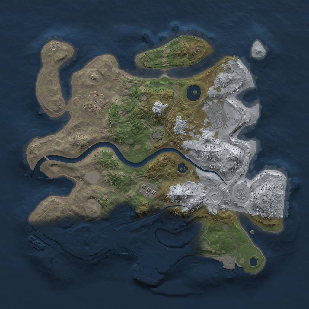Rust Map: Procedural Map, Size: 3000, Seed: 26705, 8 Monuments