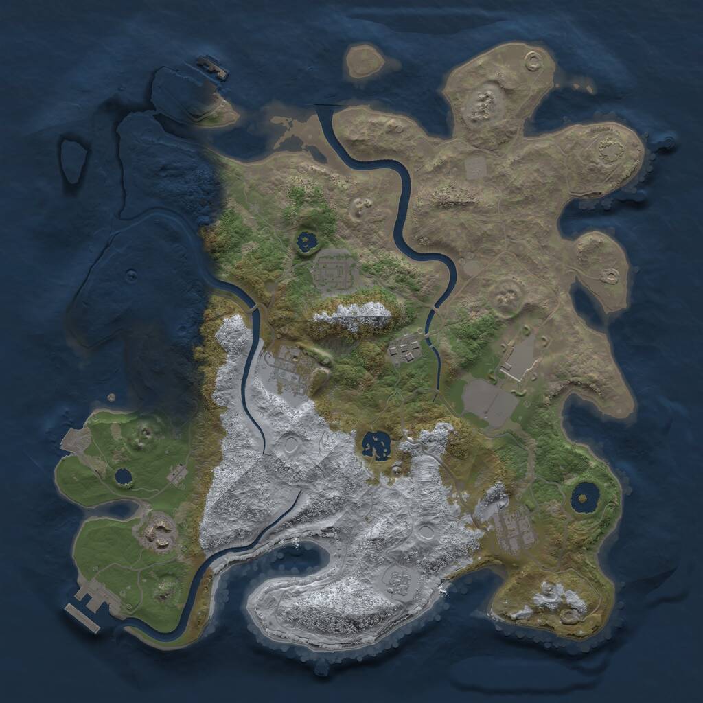 Rust Map: Procedural Map, Size: 3500, Seed: 35476, 12 Monuments