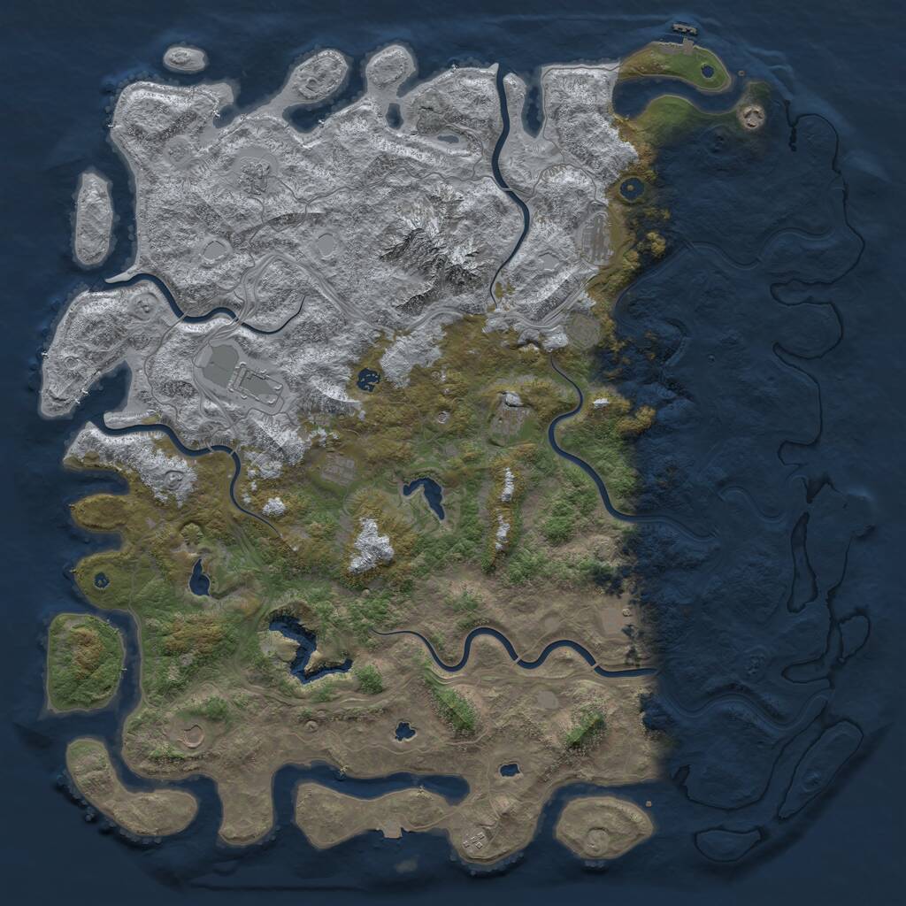 Rust Map: Procedural Map, Size: 6000, Seed: 730747485, 17 Monuments
