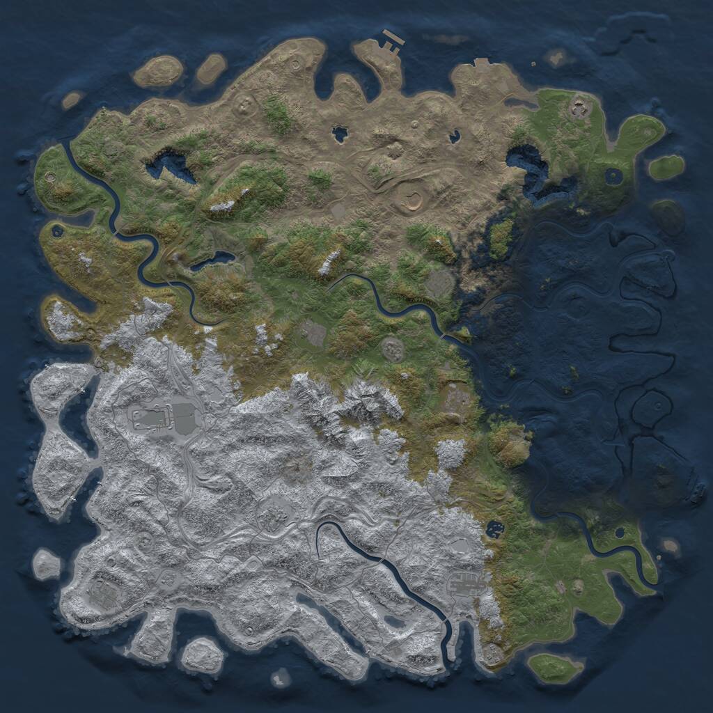 Rust Map: Procedural Map, Size: 6000, Seed: 1204779165, 17 Monuments