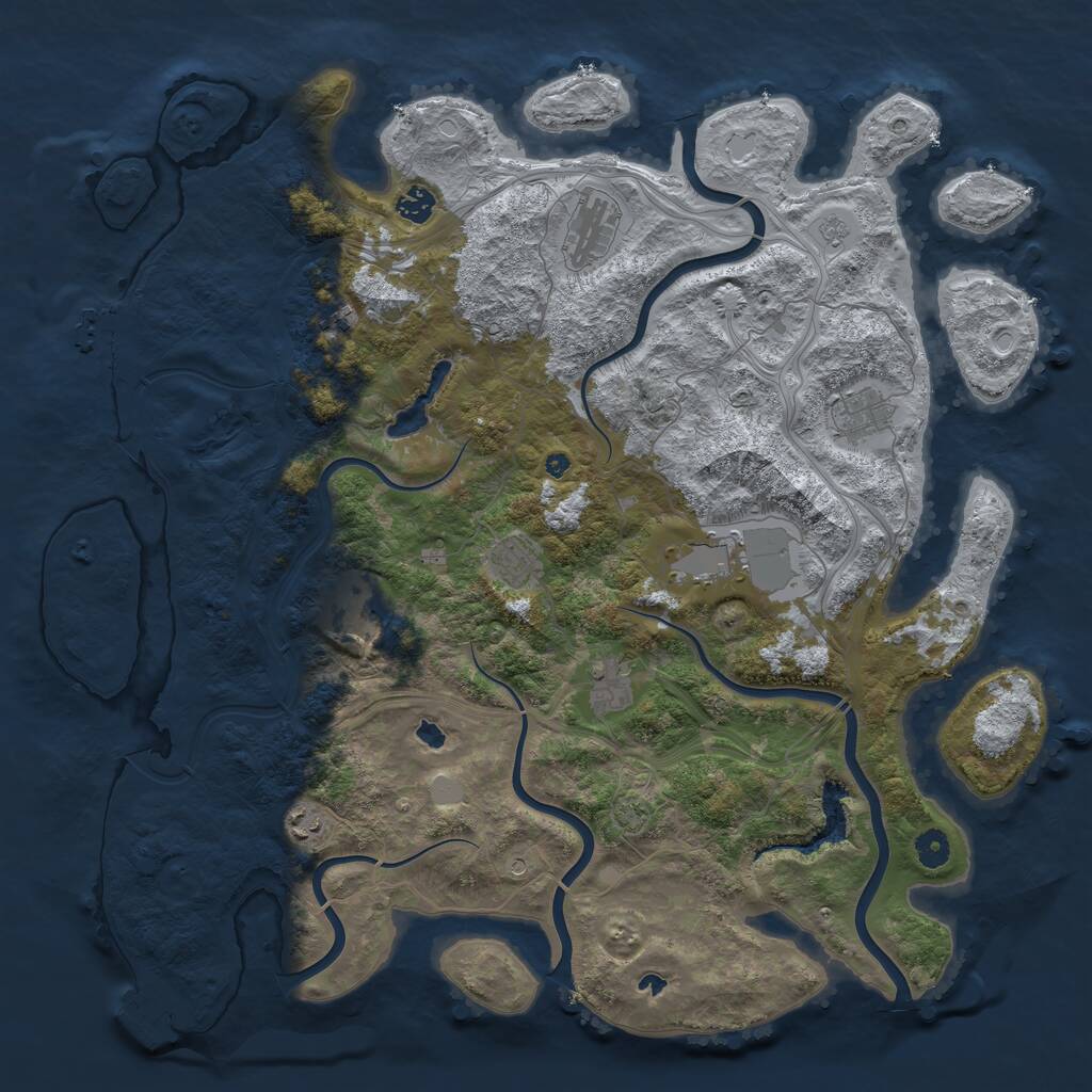 Rust Map: Procedural Map, Size: 4500, Seed: 4225, 15 Monuments