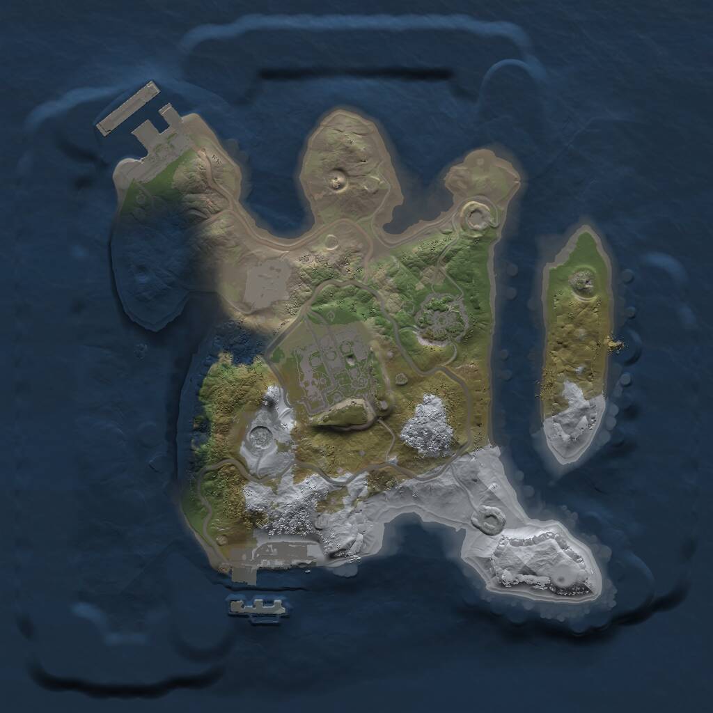 Rust Map: Procedural Map, Size: 2000, Seed: 1221727697, 6 Monuments