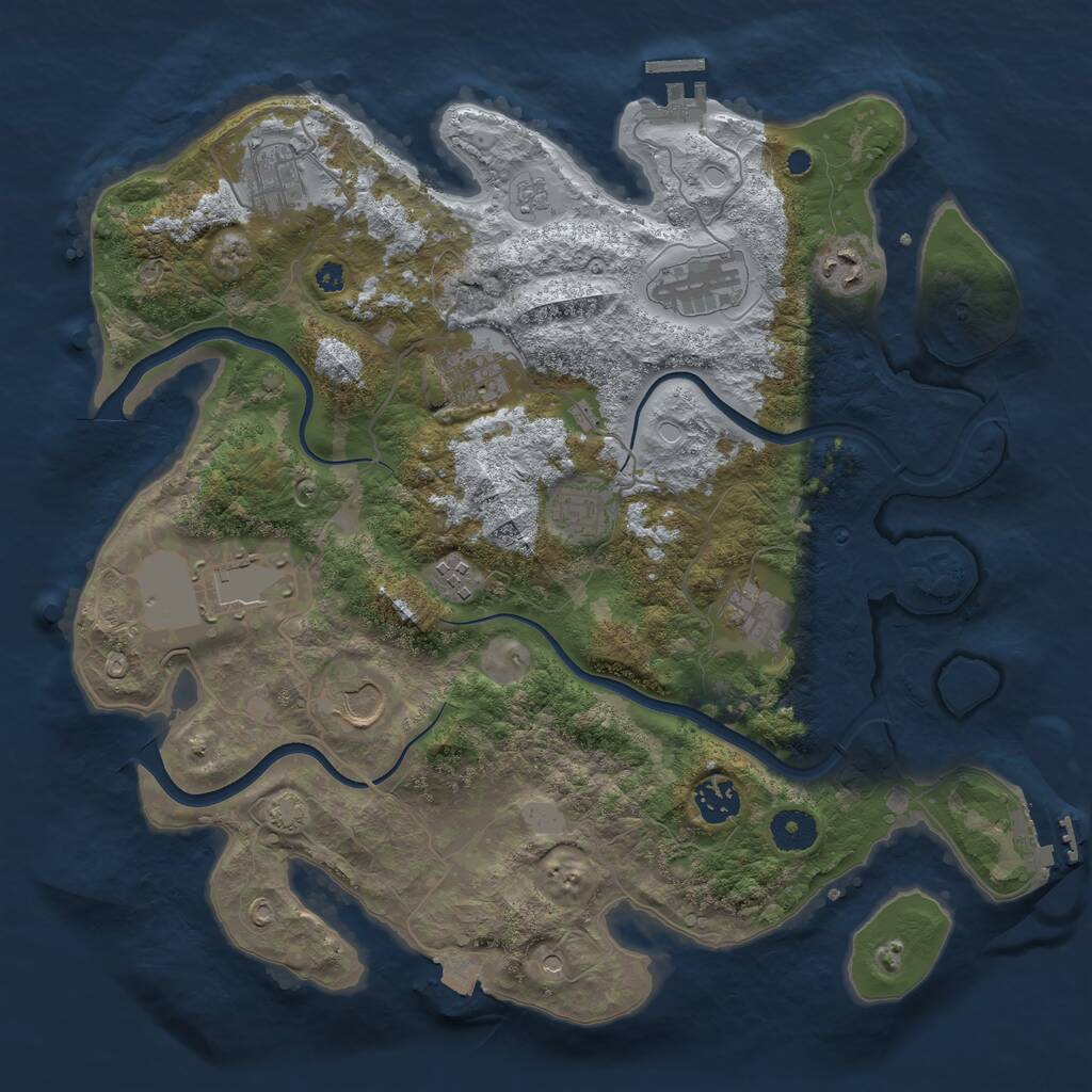 Rust Map: Procedural Map, Size: 3700, Seed: 905504451, 16 Monuments
