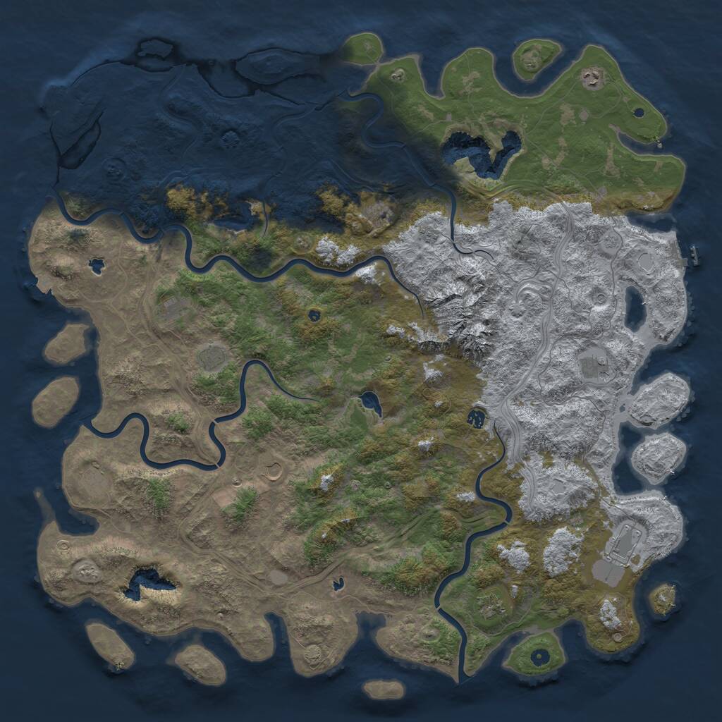 Rust Map: Procedural Map, Size: 6000, Seed: 1429747253, 17 Monuments