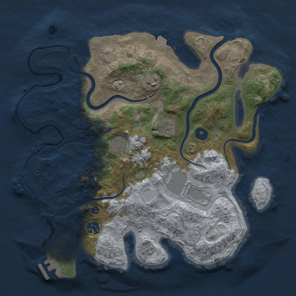 Rust Map: Procedural Map, Size: 3500, Seed: 47059923, 12 Monuments