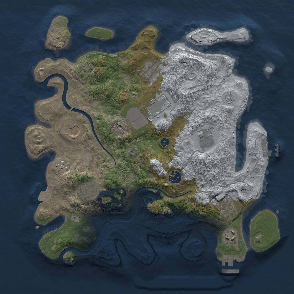 Rust Map: Procedural Map, Size: 3500, Seed: 954409579, 15 Monuments