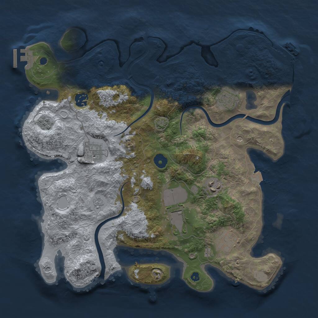Rust Map: Procedural Map, Size: 3500, Seed: 37559948, 13 Monuments