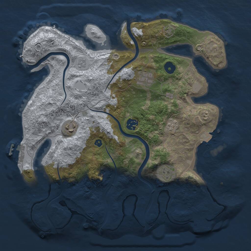 Rust Map: Procedural Map, Size: 3300, Seed: 609163760, 11 Monuments