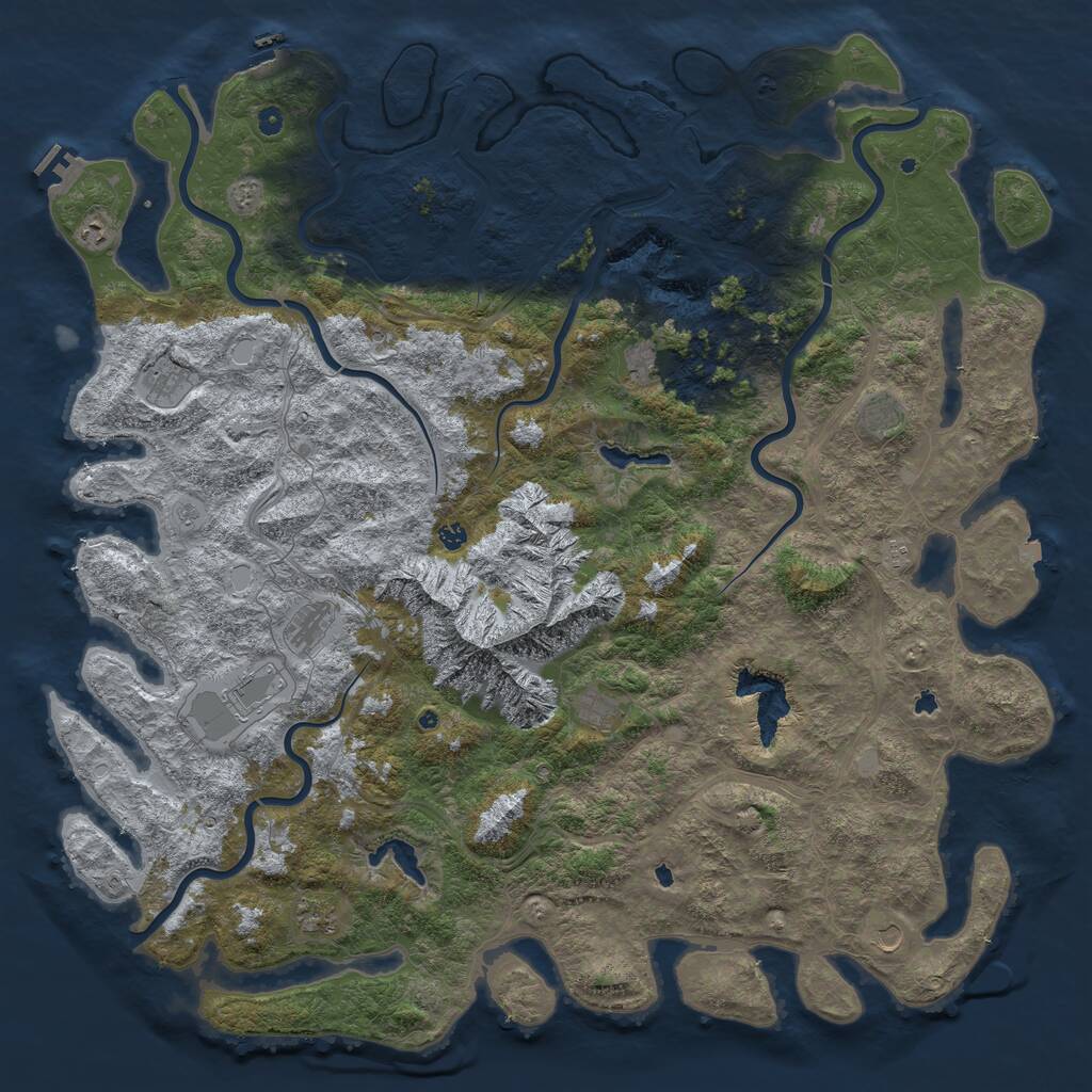 Rust Map: Procedural Map, Size: 6000, Seed: 1064647603, 17 Monuments