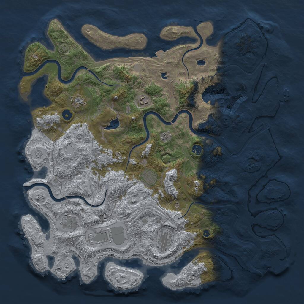 Rust Map: Procedural Map, Size: 4500, Seed: 1208232, 14 Monuments