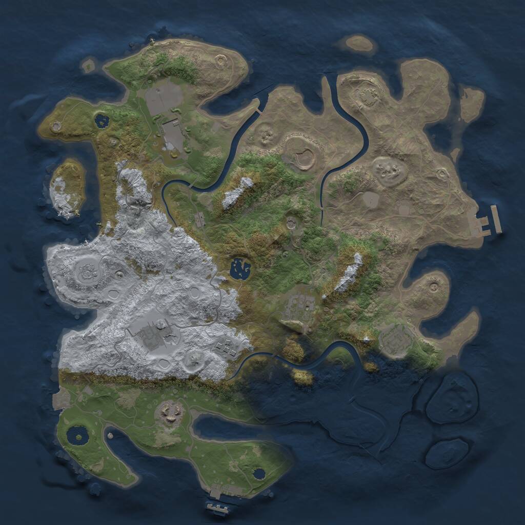 Rust Map: Procedural Map, Size: 3700, Seed: 654132102, 14 Monuments