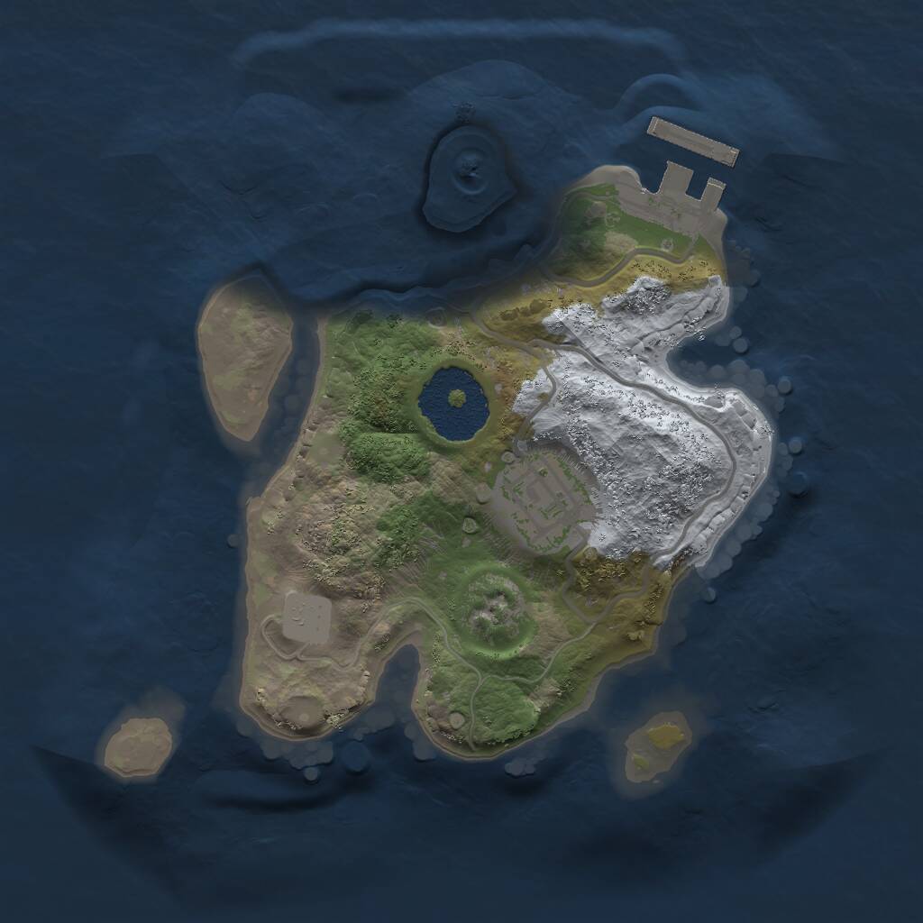 Rust Map: Procedural Map, Size: 2000, Seed: 46423, 3 Monuments