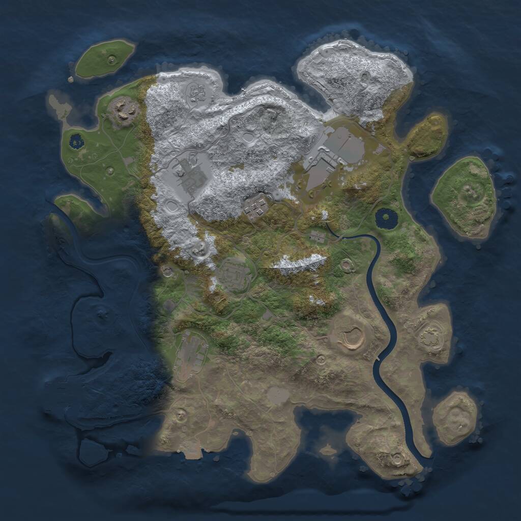 Rust Map: Procedural Map, Size: 3500, Seed: 1940396444, 12 Monuments