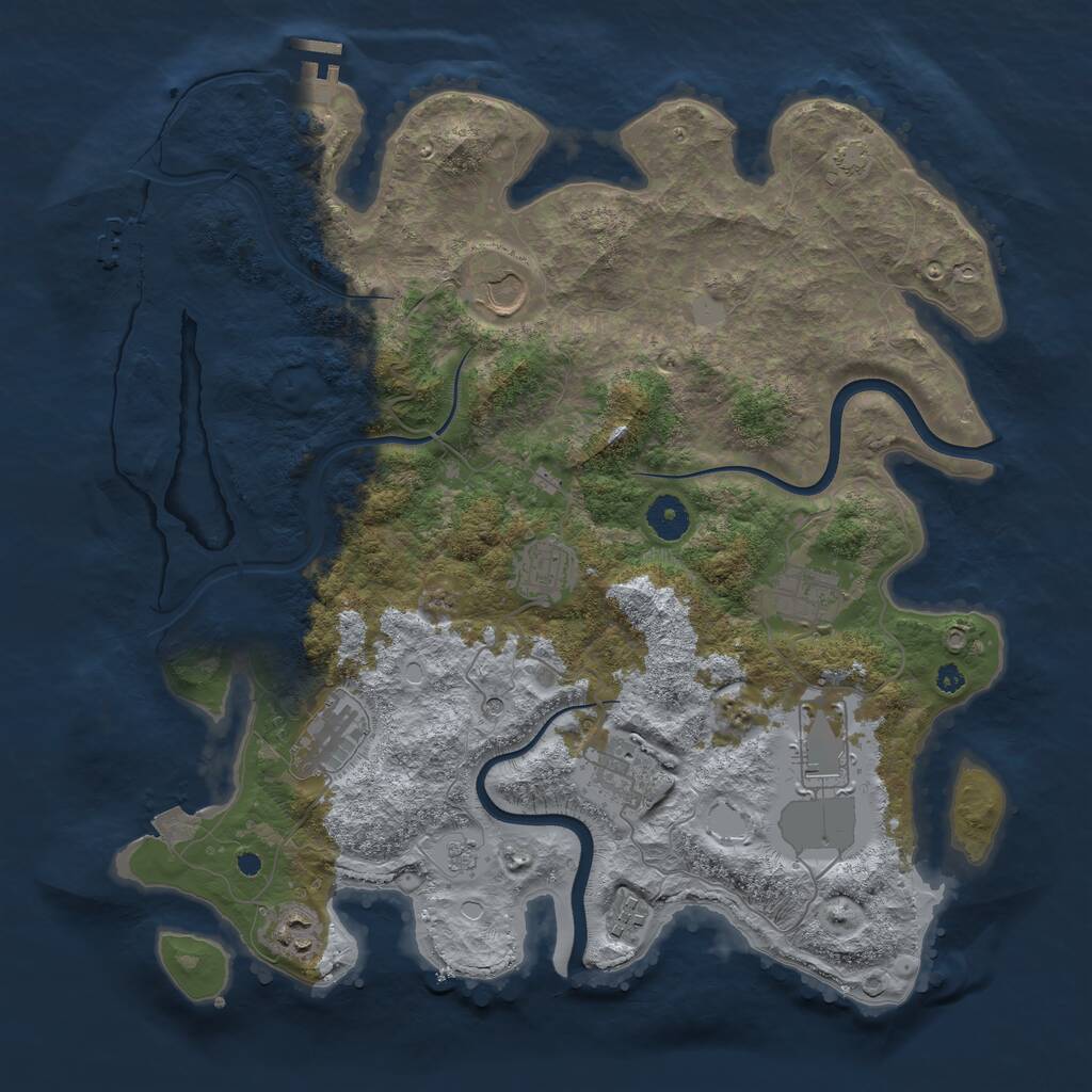 Rust Map: Procedural Map, Size: 3850, Seed: 173090, 14 Monuments