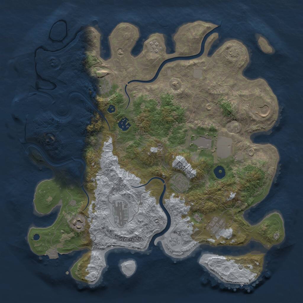 Rust Map: Procedural Map, Size: 3750, Seed: 1785961446, 14 Monuments