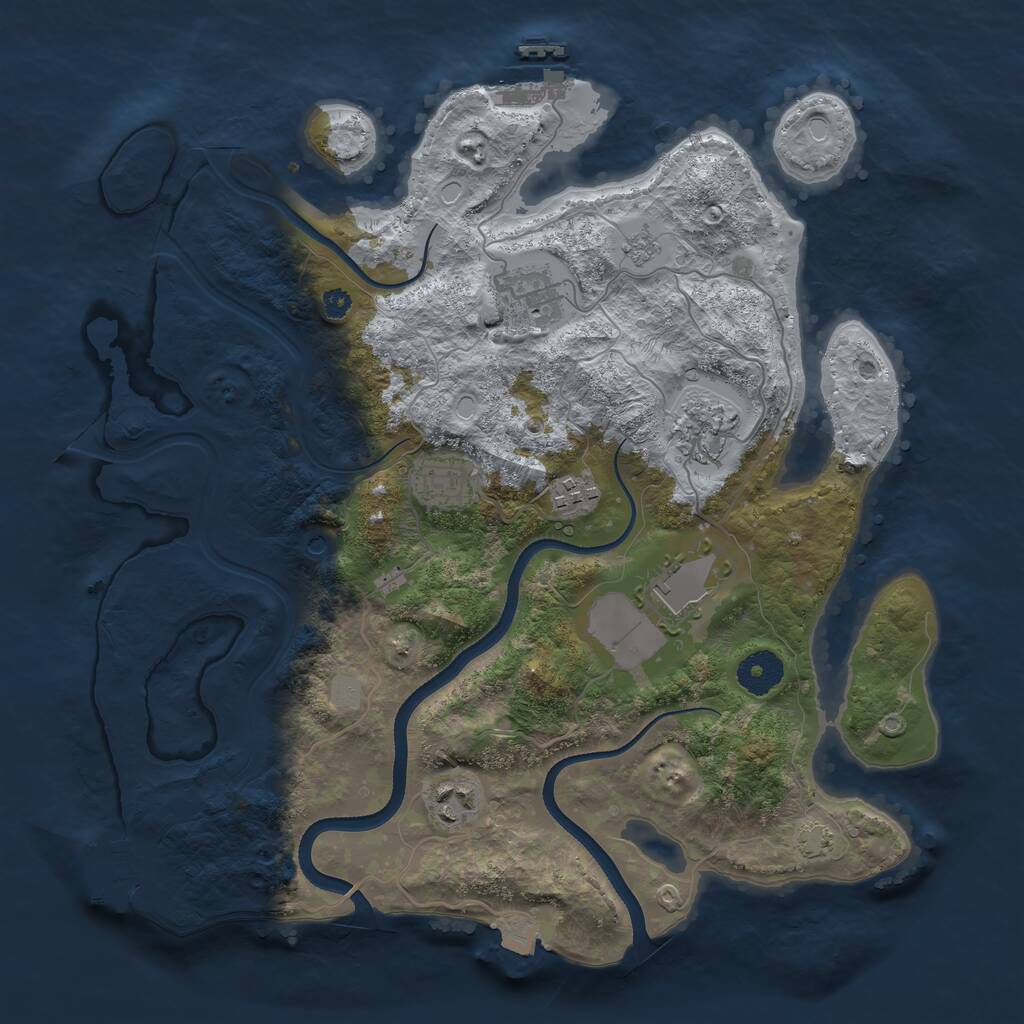 Rust Map: Procedural Map, Size: 3500, Seed: 398021573, 12 Monuments