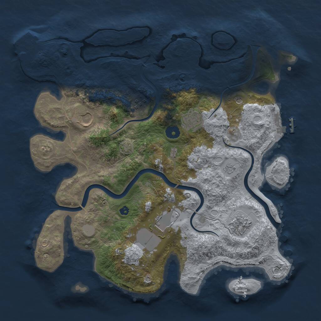 Rust Map: Procedural Map, Size: 3500, Seed: 774971927, 11 Monuments