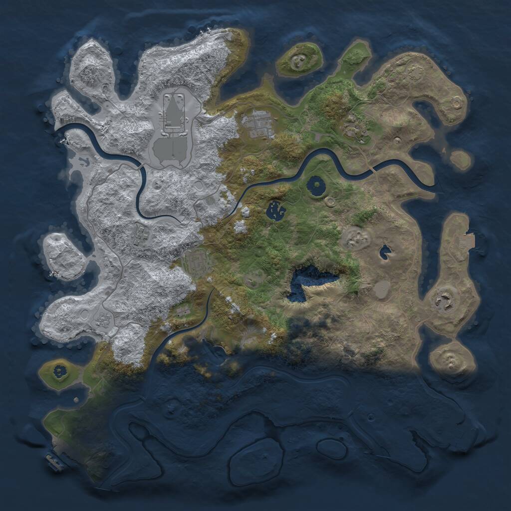 Rust Map: Procedural Map, Size: 4000, Seed: 546159852, 12 Monuments