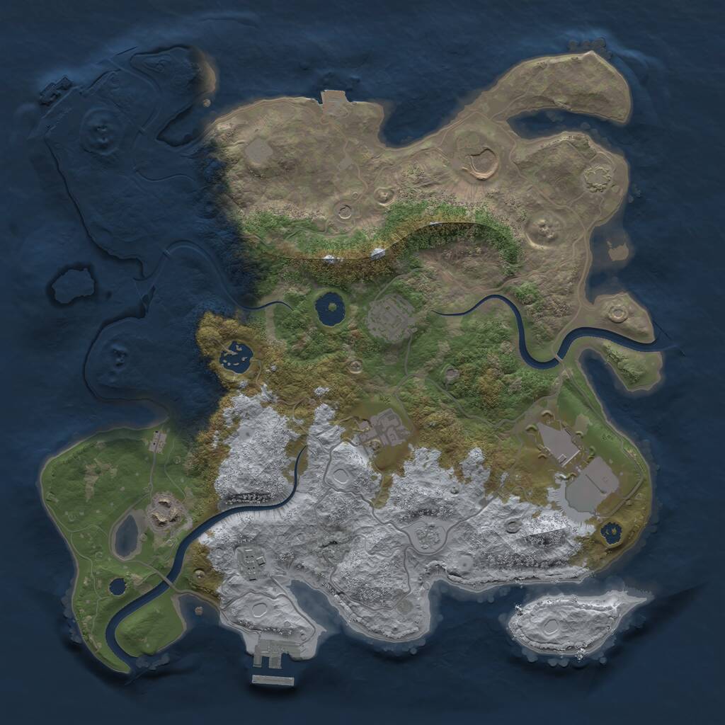Rust Map: Procedural Map, Size: 3500, Seed: 1258364892, 13 Monuments