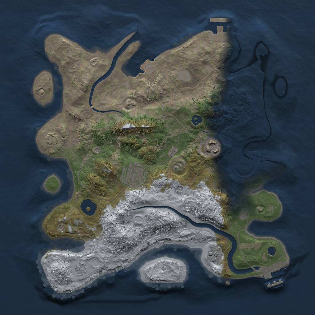 Rust Map: Procedural Map, Size: 3000, Seed: 253209557, 9 Monuments
