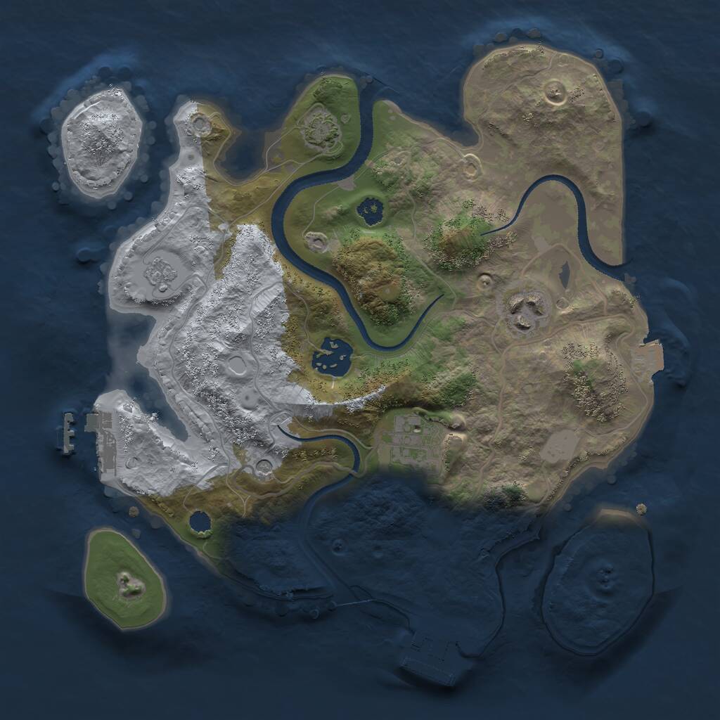 Rust Map: Procedural Map, Size: 2750, Seed: 845477382, 9 Monuments