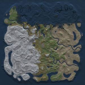 Thumbnail Rust Map: Procedural Map, Size: 6000, Seed: 950347771, 17 Monuments