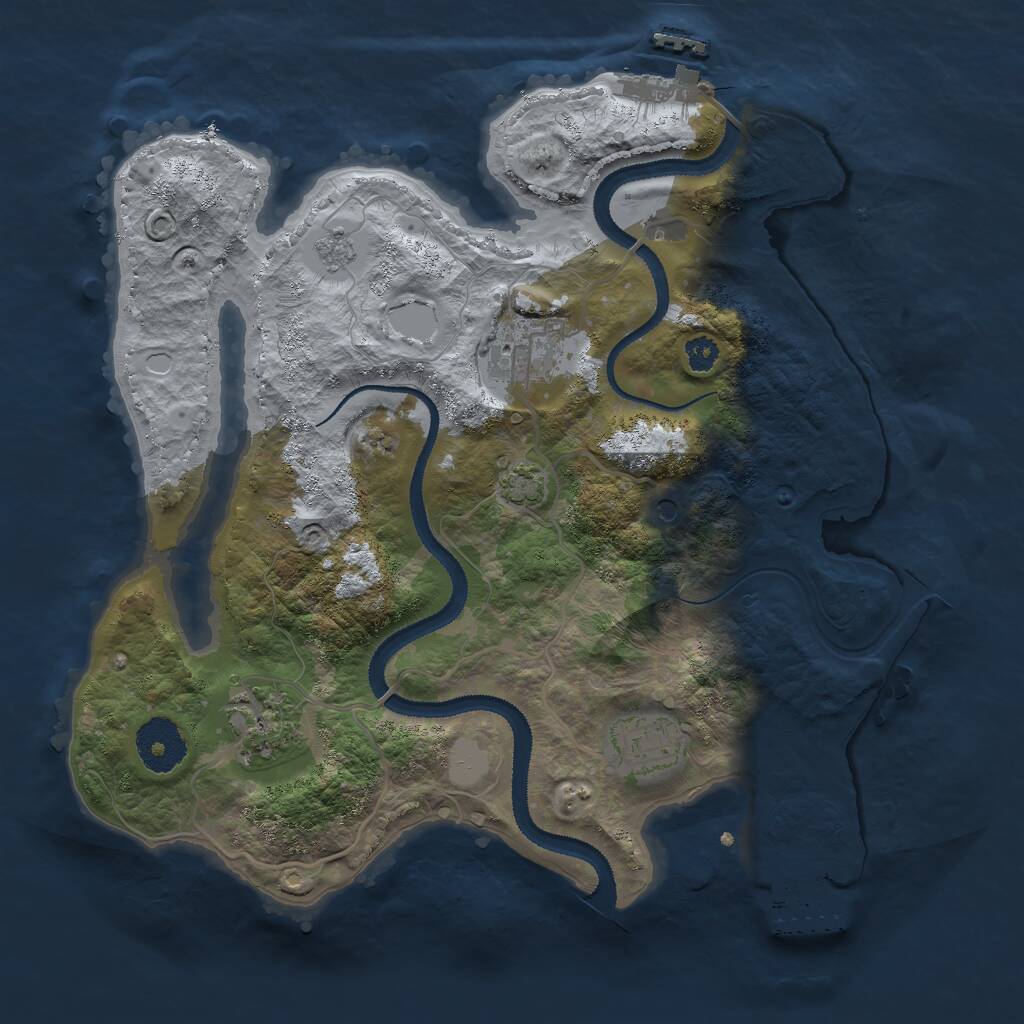 Rust Map: Procedural Map, Size: 3000, Seed: 1256476094, 9 Monuments