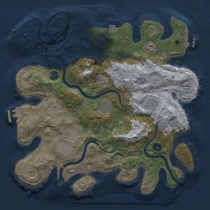 Thumbnail Rust Map: Procedural Map, Size: 3600, Seed: 3103, 14 Monuments