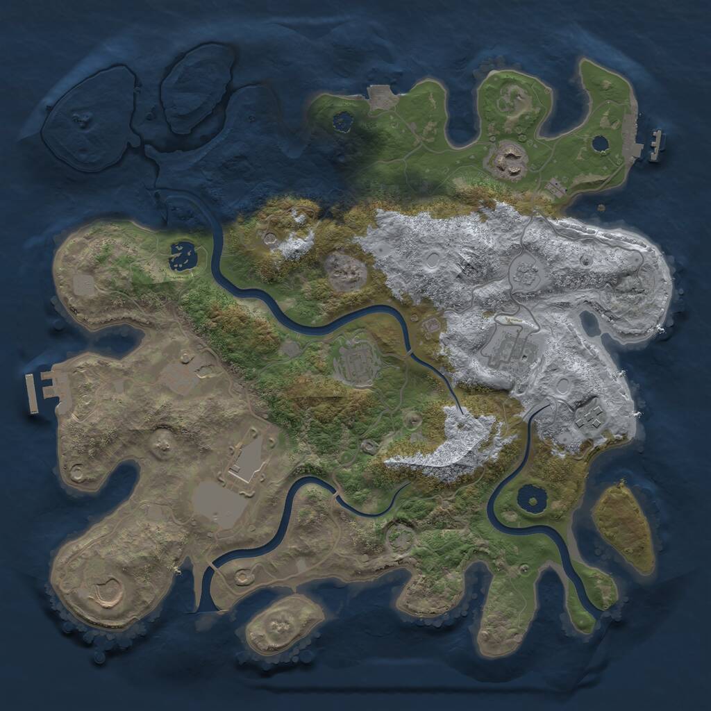Rust Map: Procedural Map, Size: 3600, Seed: 3103, 14 Monuments