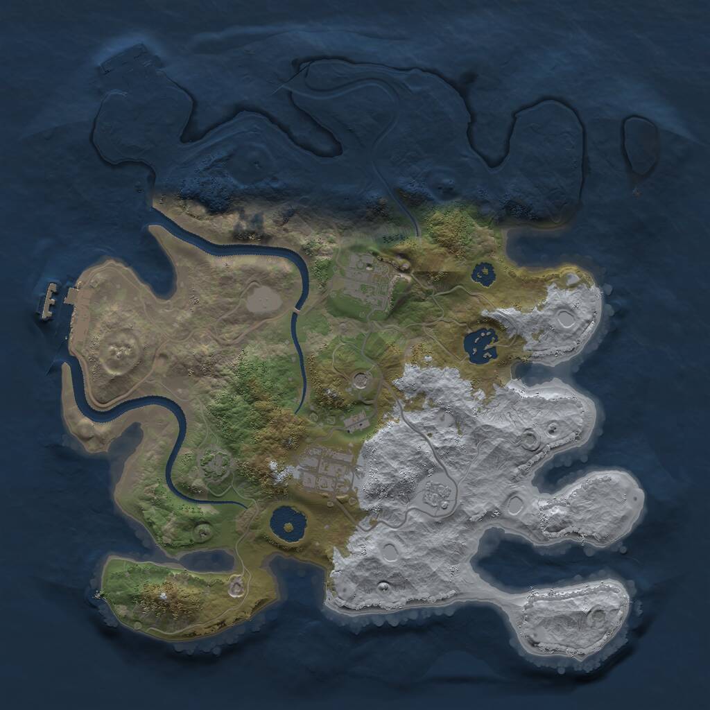 Rust Map: Procedural Map, Size: 3000, Seed: 52314765, 9 Monuments