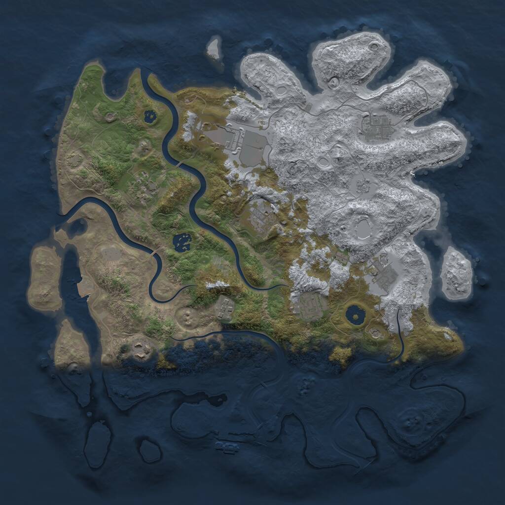 Rust Map: Procedural Map, Size: 3900, Seed: 1073895286, 14 Monuments
