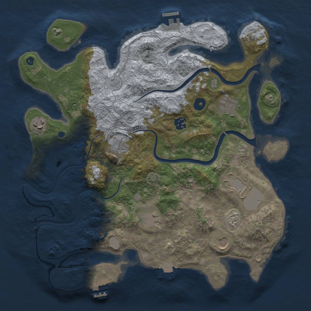 Rust Map: Procedural Map, Size: 3750, Seed: 1180041008, 14 Monuments