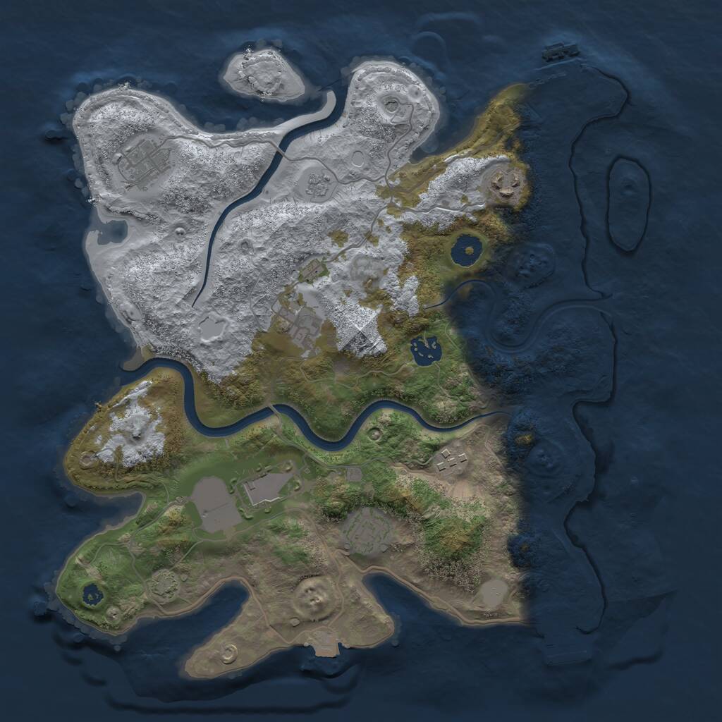 Rust Map: Procedural Map, Size: 3500, Seed: 2484, 13 Monuments